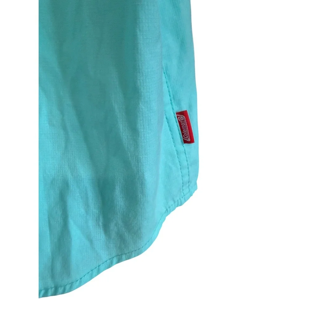 Coleman Mens XL Turquoise Short Sleeve Fishing Shirt Button Down Utility Vent - Picture 2 of 11